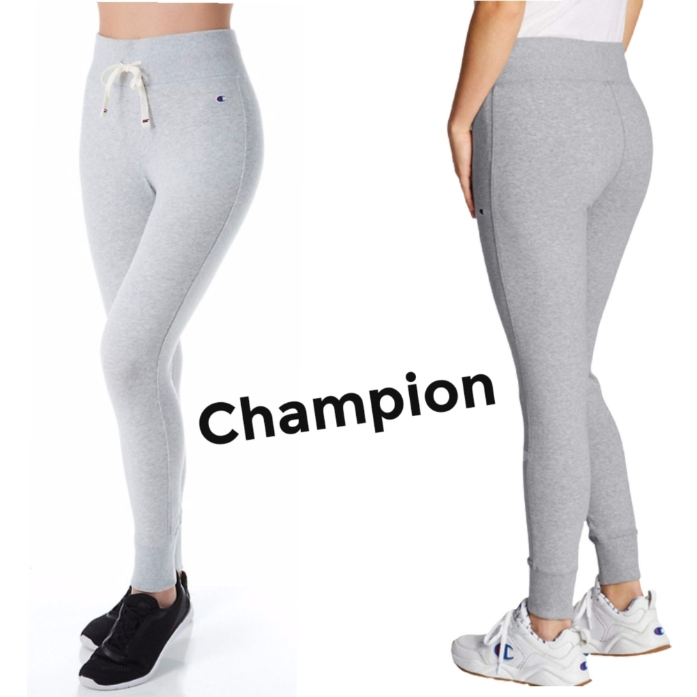 Champion Women's Heritage Wide Waistband Oxford Grey Light Jogger Slim Fit Md
